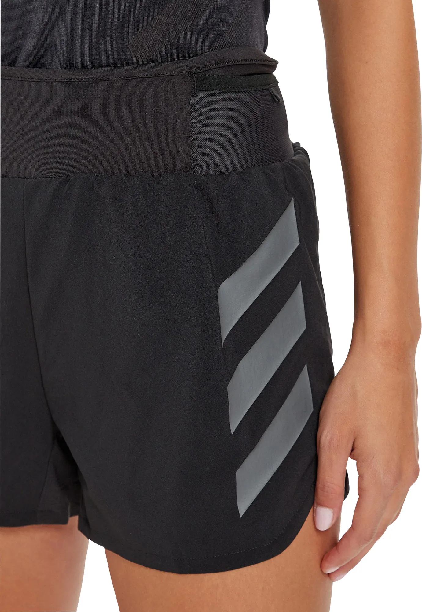 adidas Terrex Agravic 3 Inch Womens Running Shorts - Black low waisted rhinestone accents