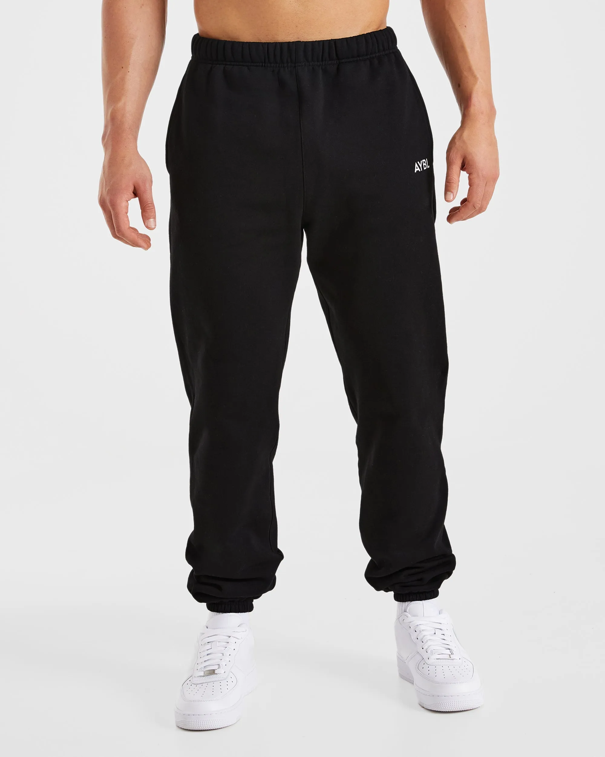 Essential Oversized Joggers - Black Laser Cut Edges