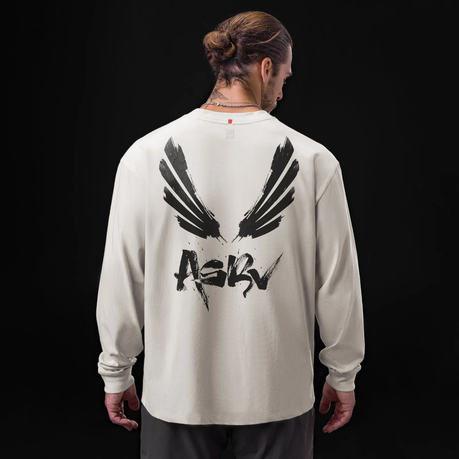 Perfume Sports related 0851. Tech Essential? Relaxed Long Sleeve - Stone "Brush Wings/ASRV"