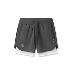 Smart Casual Lace trim 0865. Tetra-Lite? 5" Liner Short - Space Grey "Cyber"/White