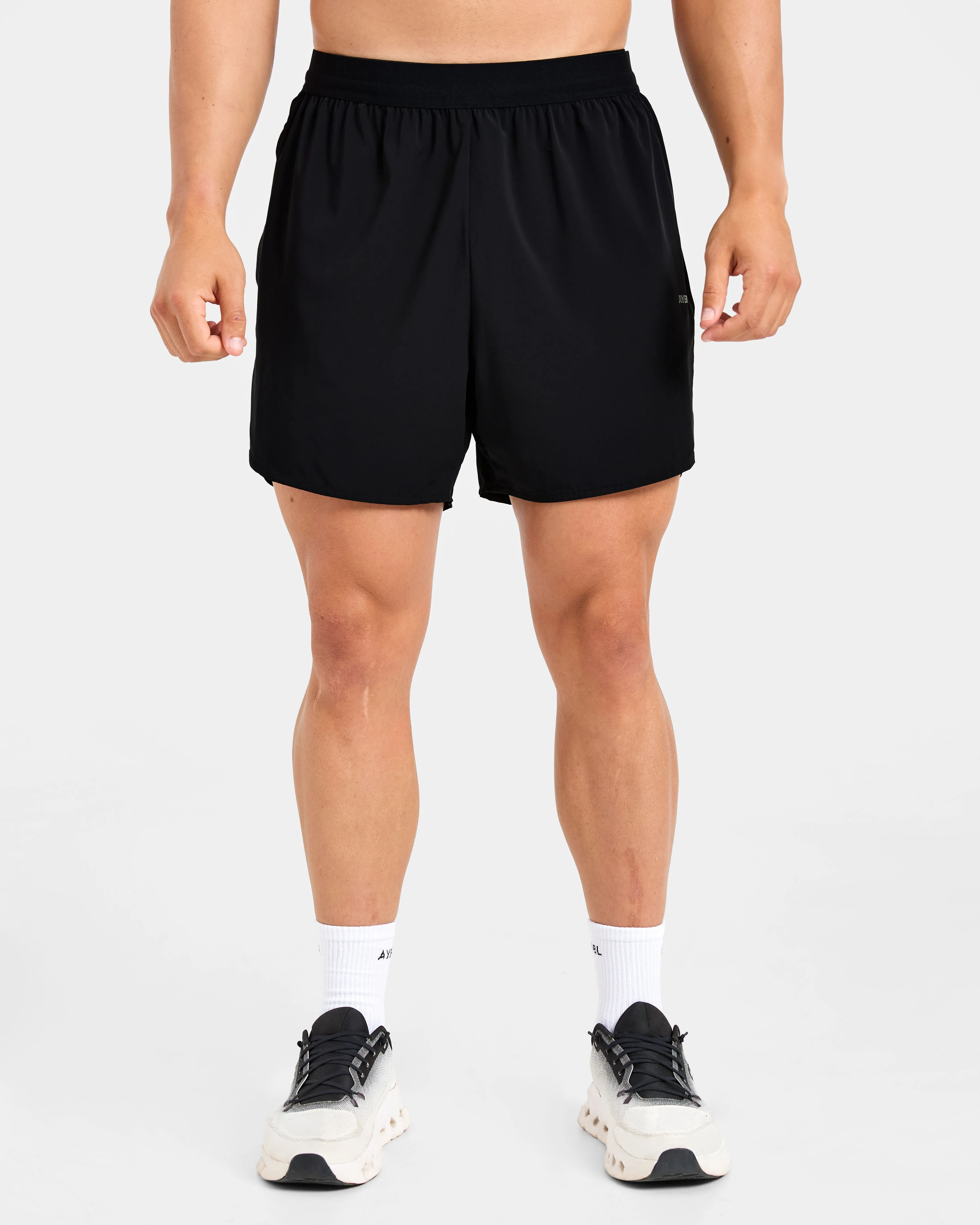 Double Needle Stitching Run Speed Shorts - Black