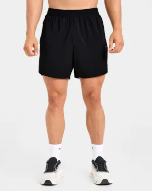 Double Needle Stitching Run Speed Shorts - Black
