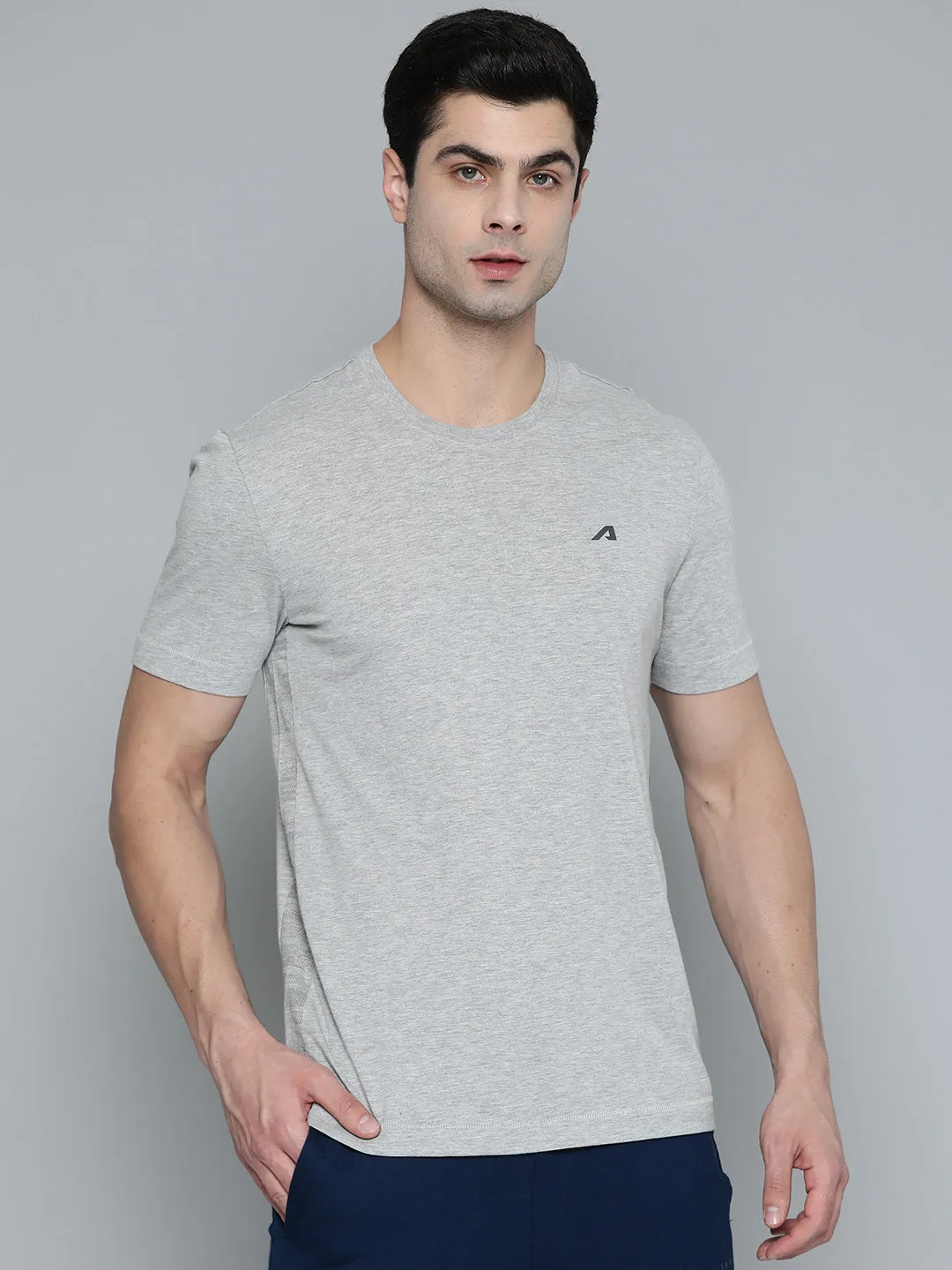 Alcis Men Grey Melange T-shirt WaterRepellent Finish