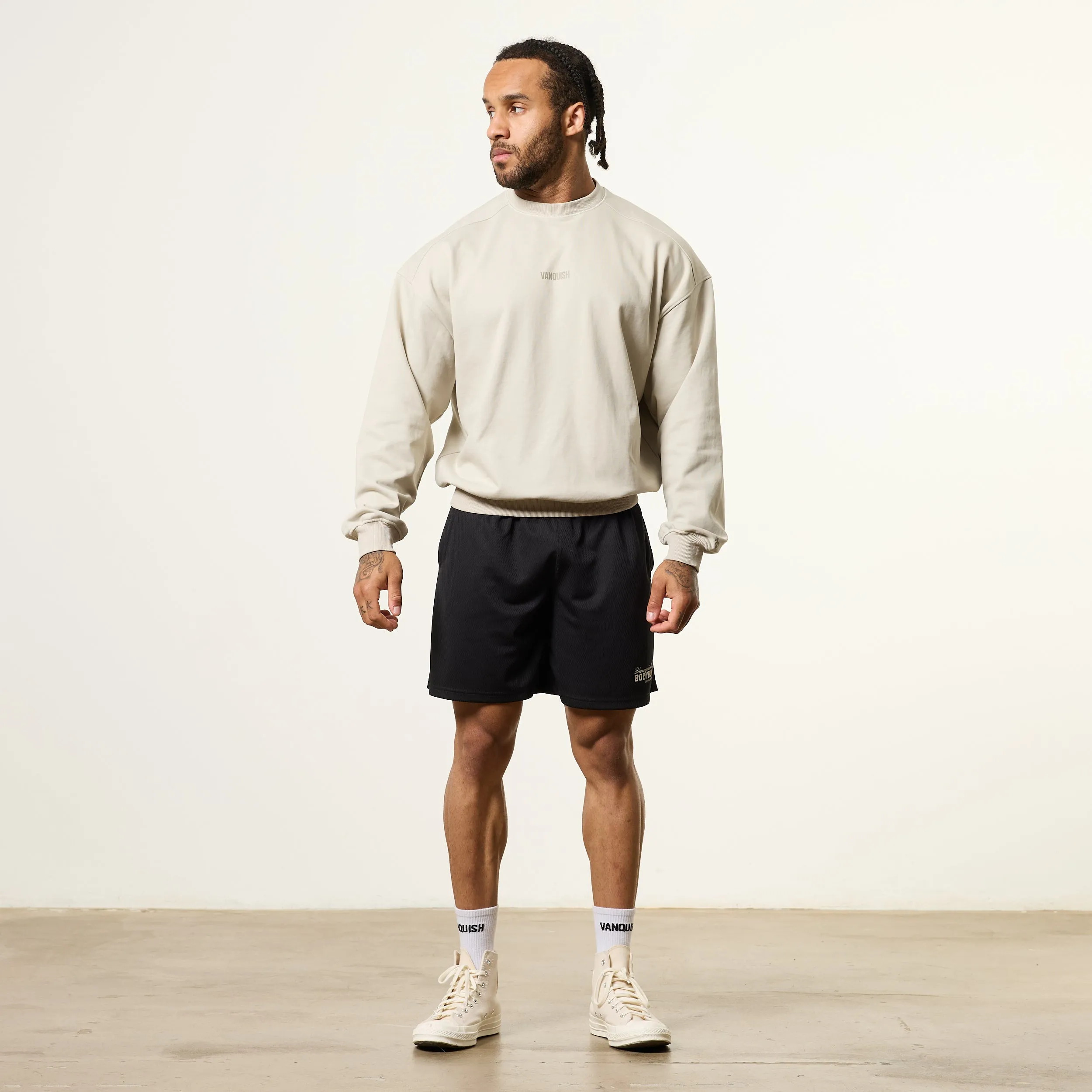 Music Festival Style Lifestyle Motion Vanquish Essential V2 Stone Oversized Boxy Sweatshirt