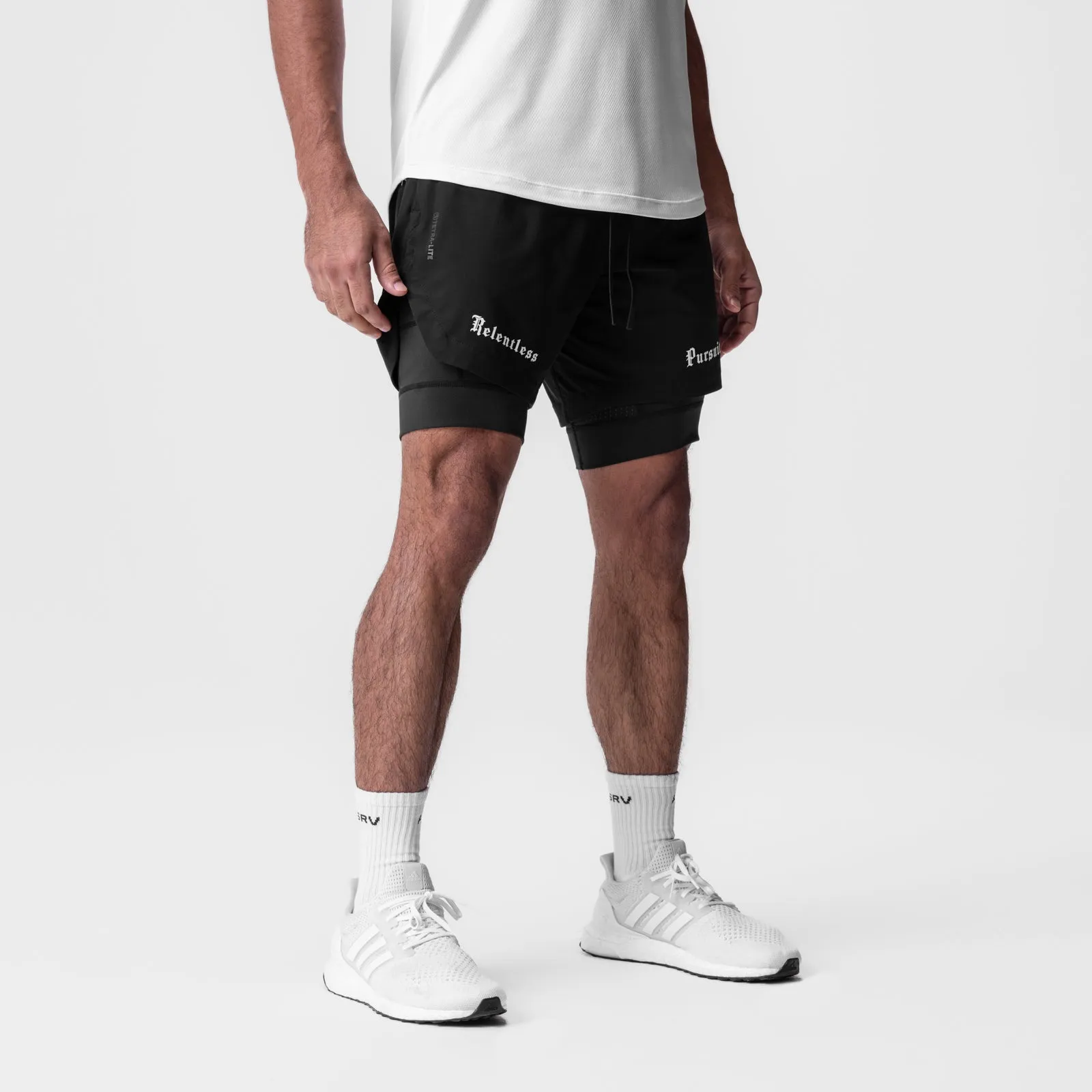 0866. Tetra-Lite? 7" Liner Short - Black "RP"/Black checked shorts