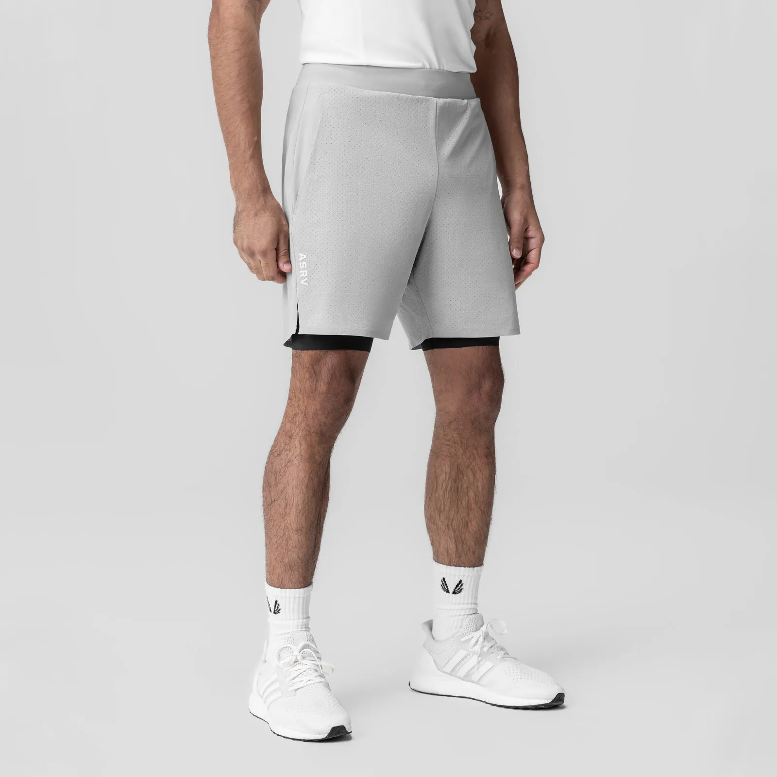 Stretch waistband Compression Lining 1028. Aerotex? Bonded 7" Liner Short - Slate Grey