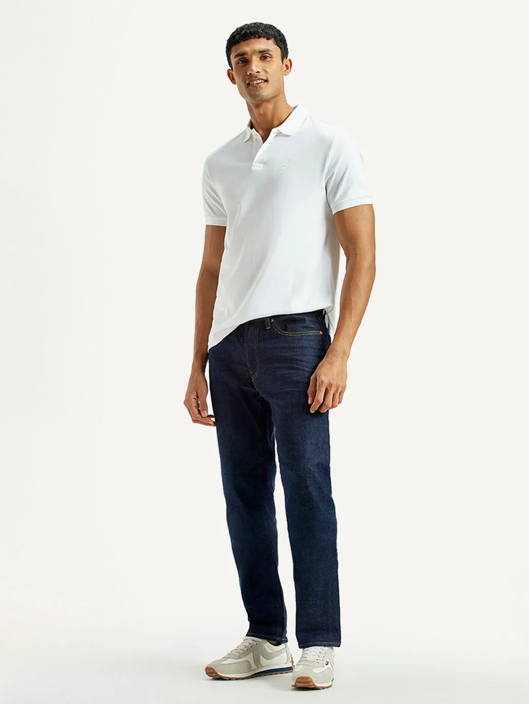 Modern Silhouette Blended Style Men's 511 Dark Indigo Slim Fit Mid Rise Selvedge Jeans