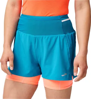 Weekend Casual Brooks 3 Inch High Point 2.0 2 In 1 Womens Running Shorts - Blue