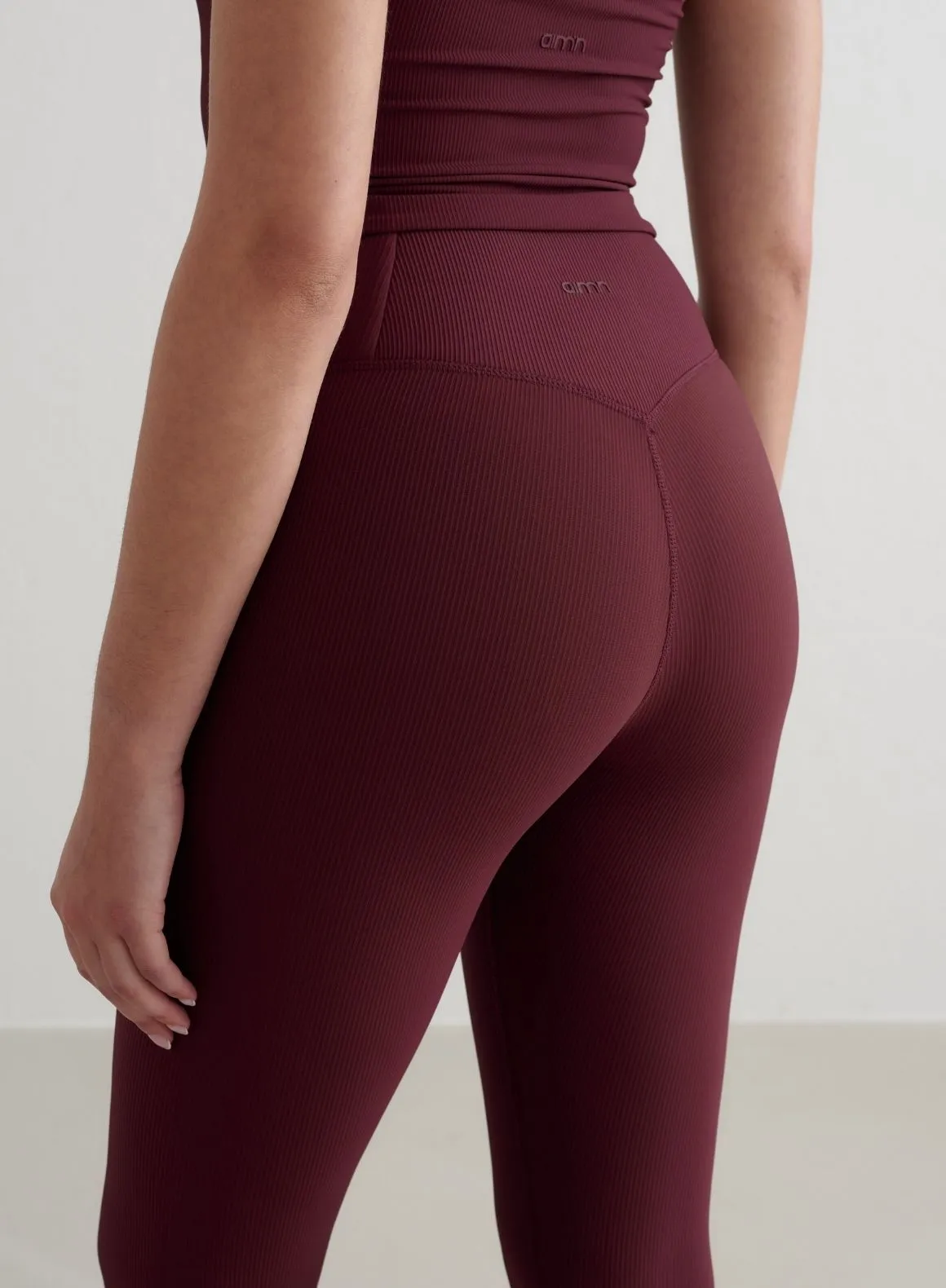 Buttery Soft Texture Sleek Active Cherry Ribbed Performance Tights