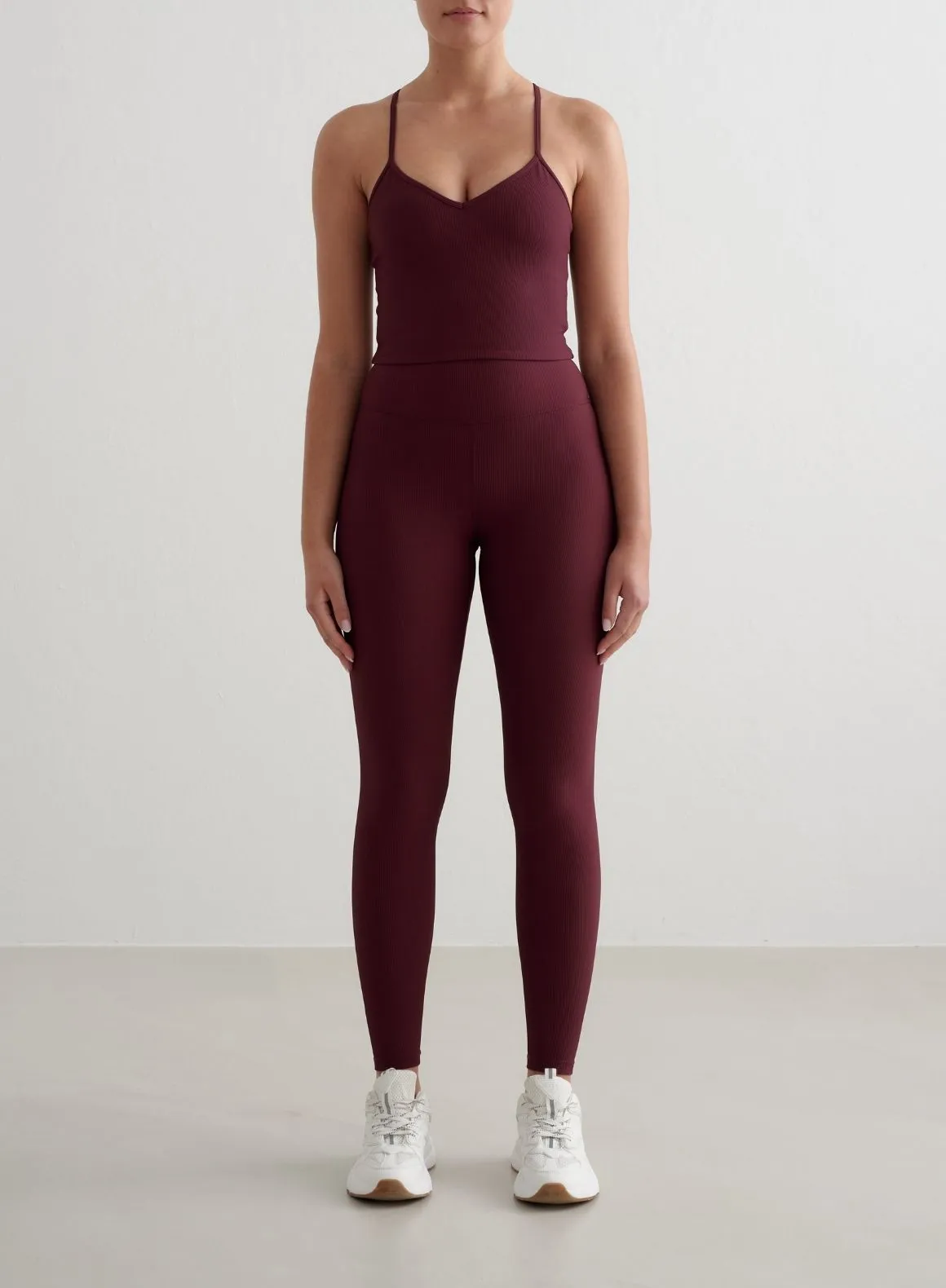 Cherry Ribbed Performance Tights Sporty Vibe Morning Jog Slim Fit