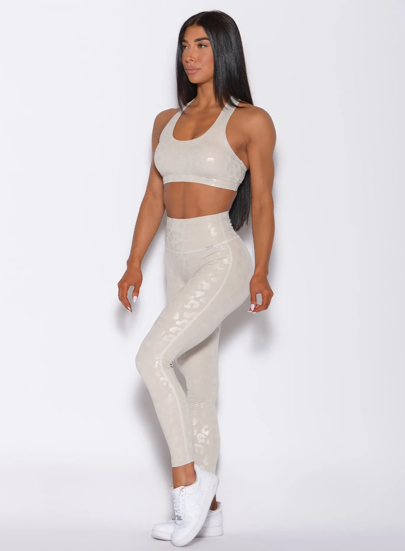 Rib Knit Postpartum Fit Hypoallergenic Lining Shine Leopard Leggings
