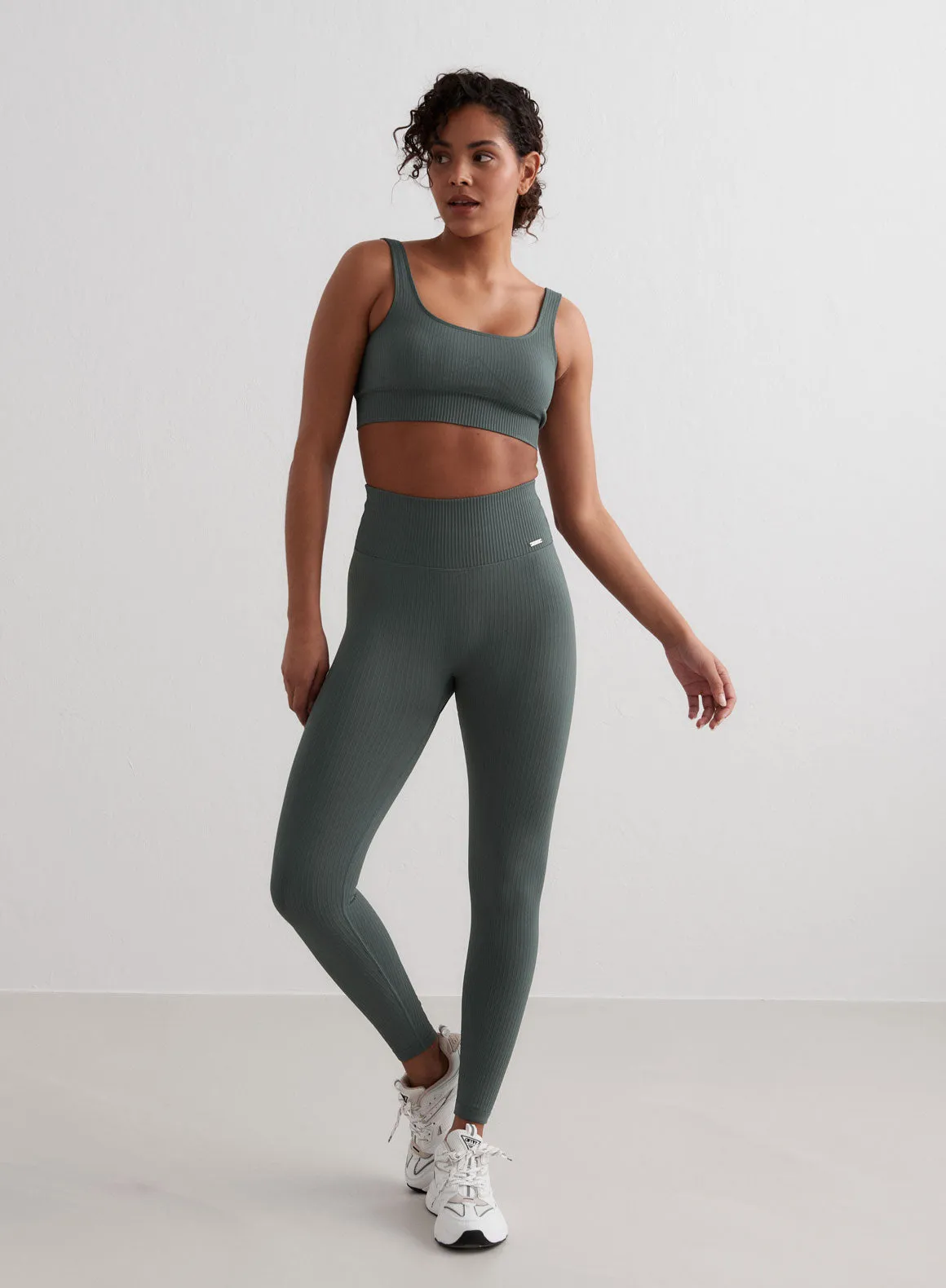 Urban Mood Sage Ribbed Seamless Tights