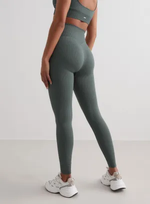 Sage Ribbed Seamless Tights Gym Life