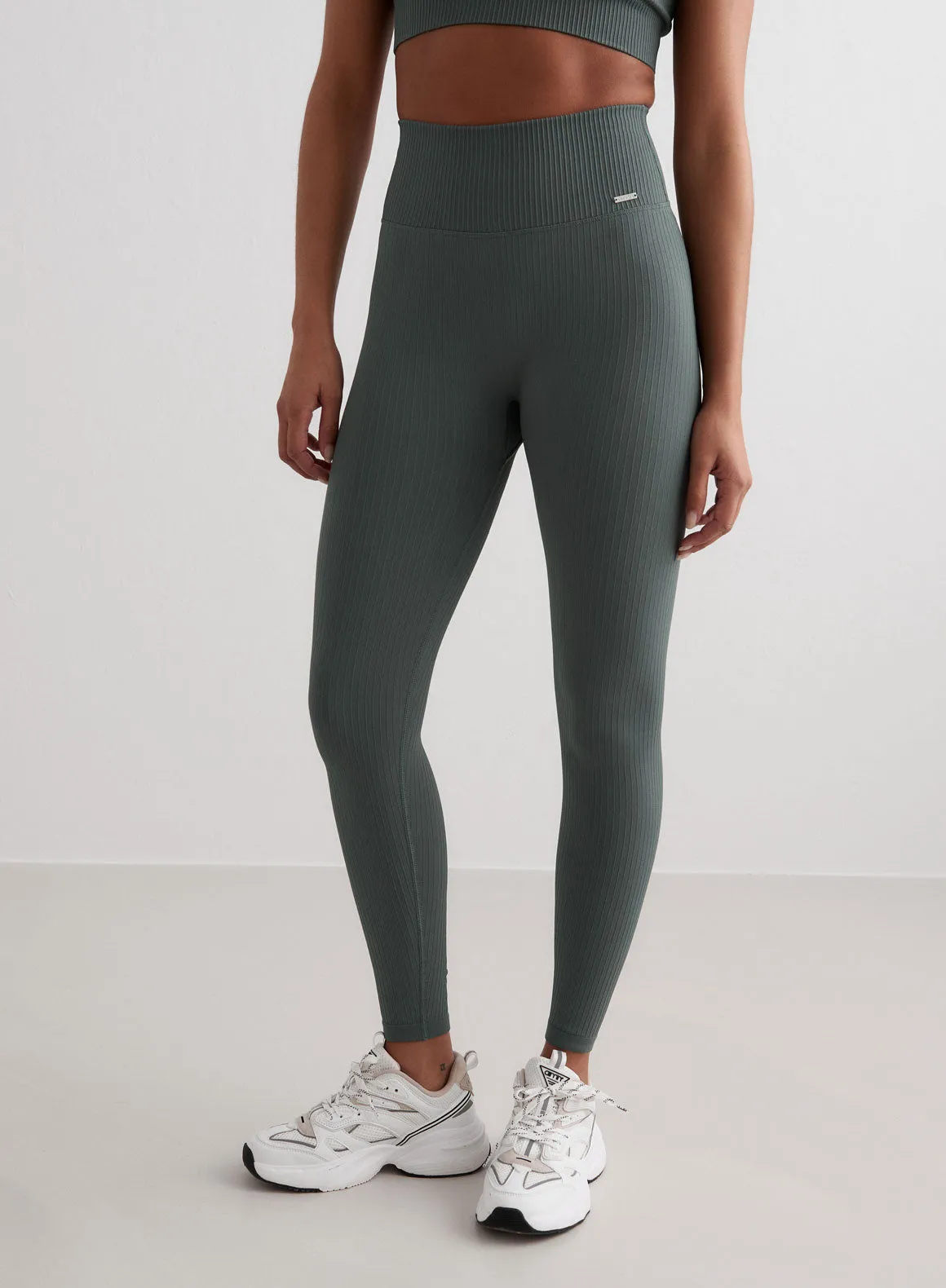 Sage Ribbed Seamless Tights Durable Comfort Winter Sports For Kids
