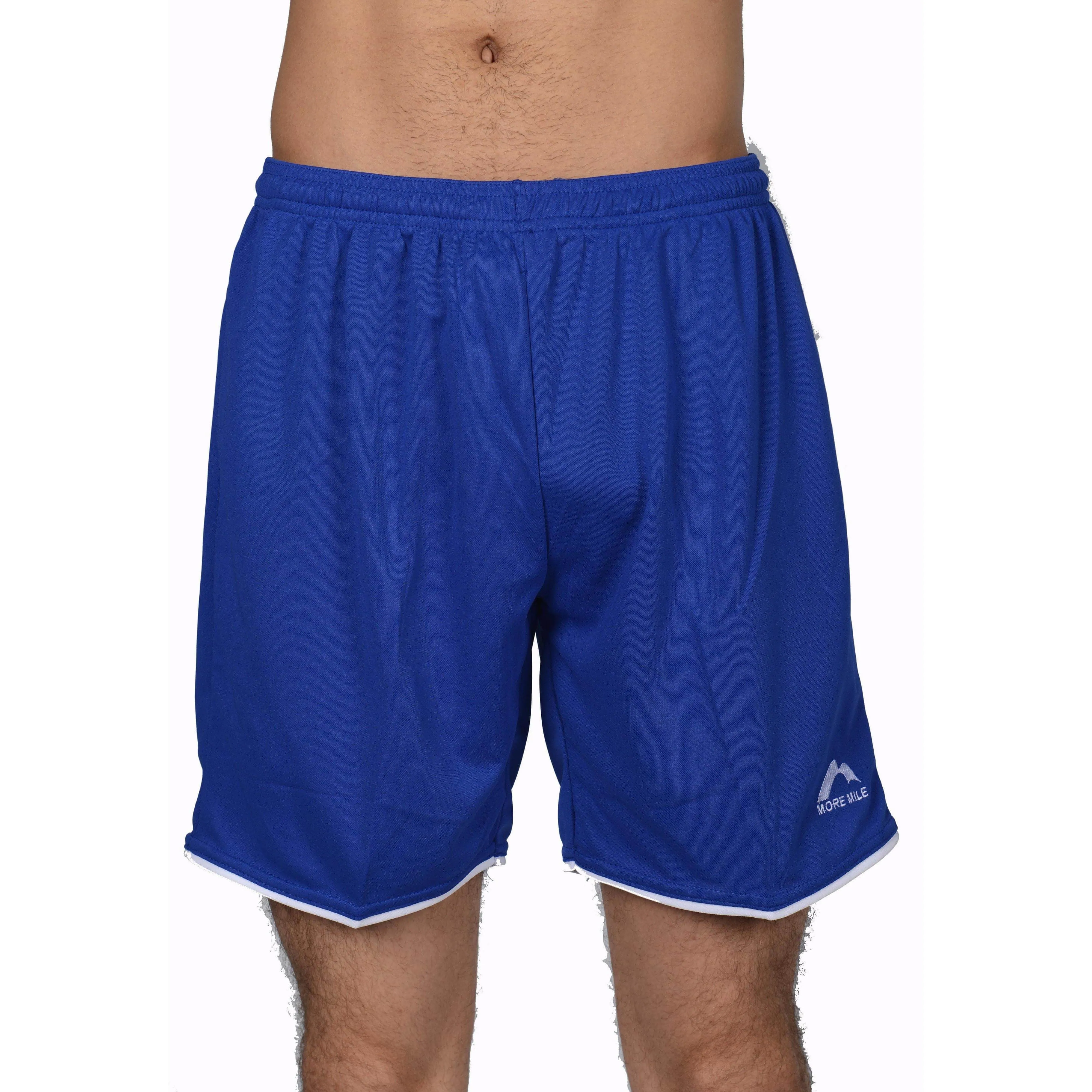 More Mile Premier Mens Football Shorts - Blue FoldOverClosure