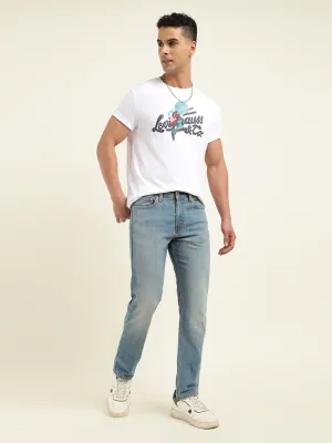 Men's 511 Blue Slim Fit Mid Rise Jeans Sandblasted Details Relaxed Style Lightweight Durable