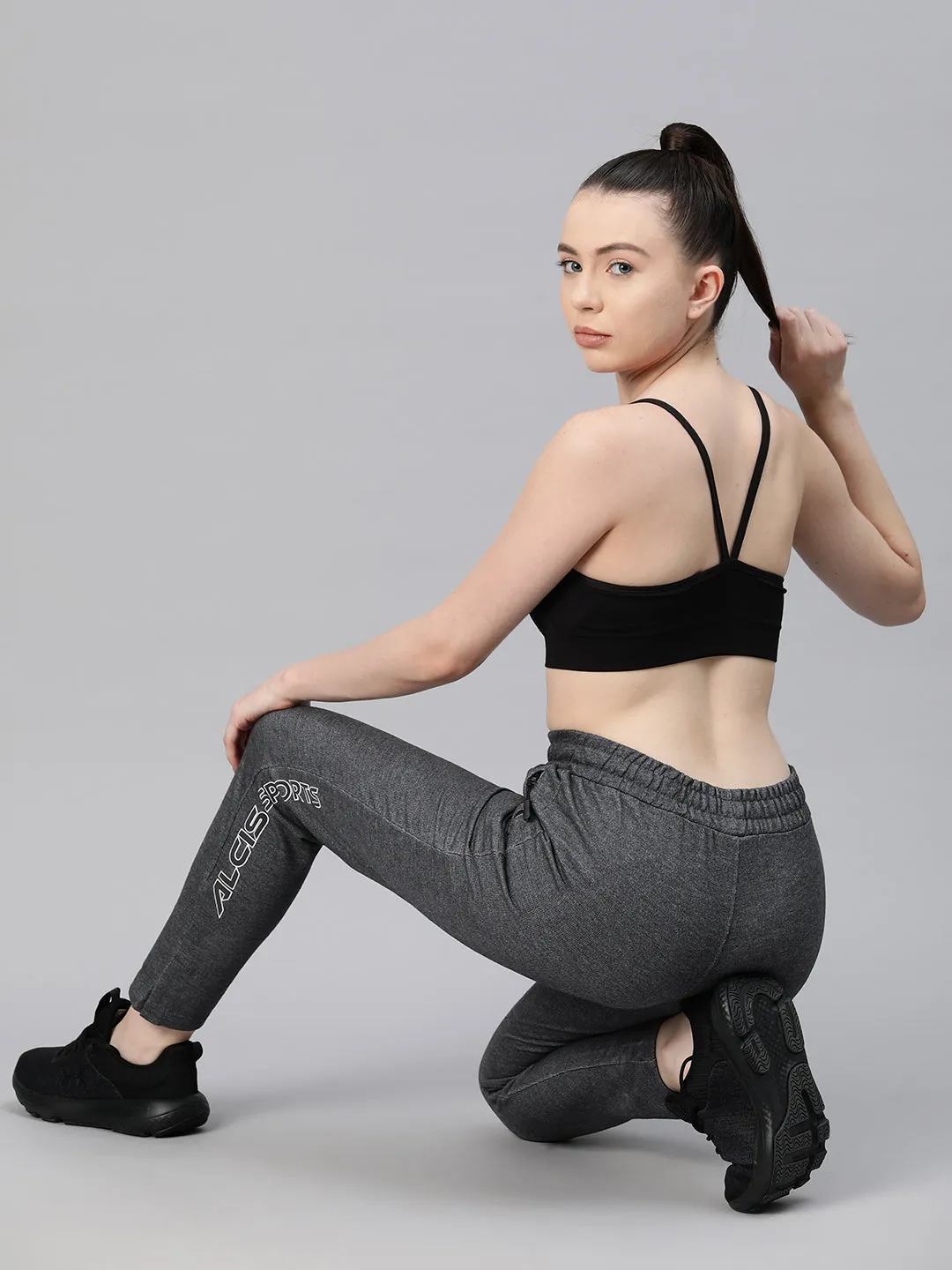 Alcis Women Typography Printed Regular-Fit Track Pants SoftLining