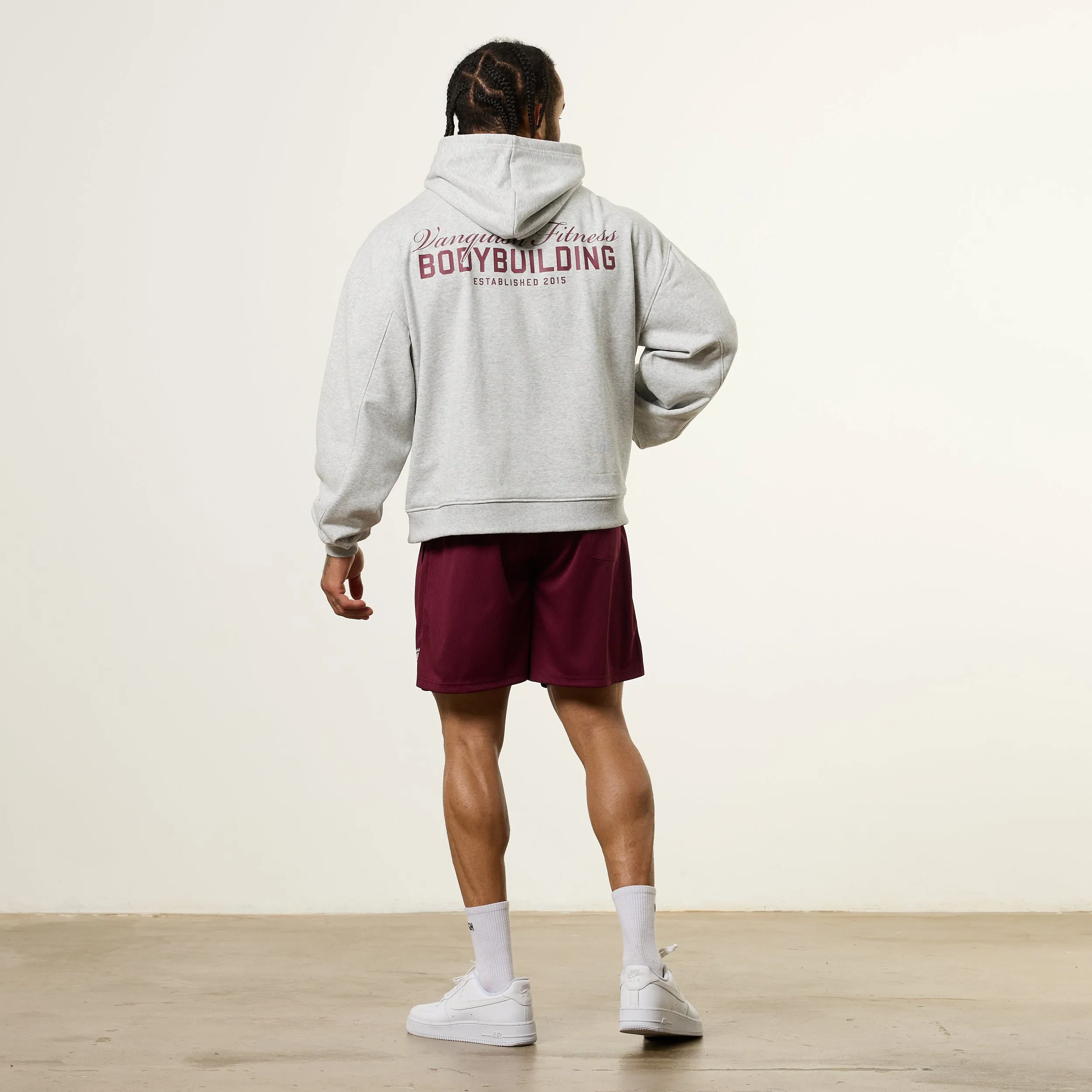 Hip Hop Fashion Barbecue wear Vanquish Bodybuilding Grey Oversized Boxy Pullover Hoodie