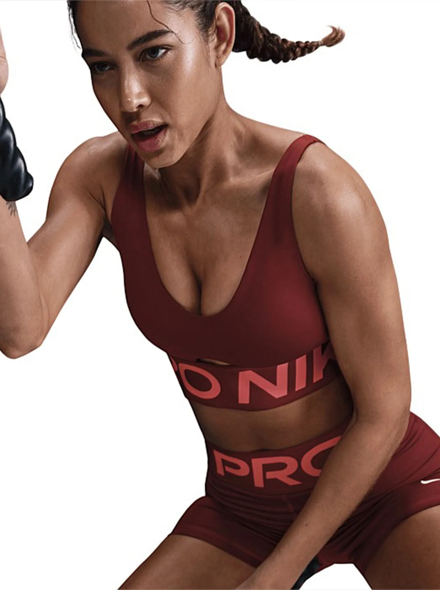 Pro Indy Plunge Medium-Support Padded Sports Bra Preppy Style Eye-catching Design