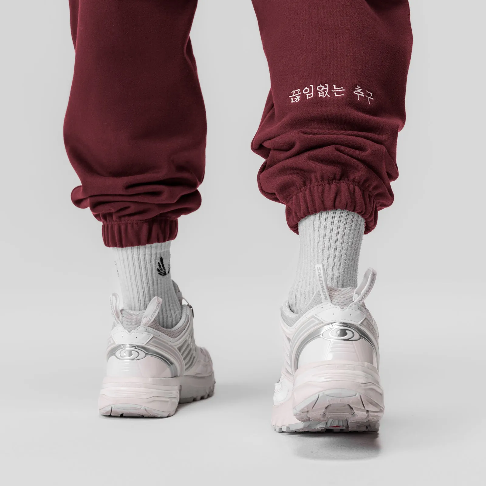 0655. Tech-Terry? Oversized Sweats - Crimson "Emblem" Non Restrictive Fit
