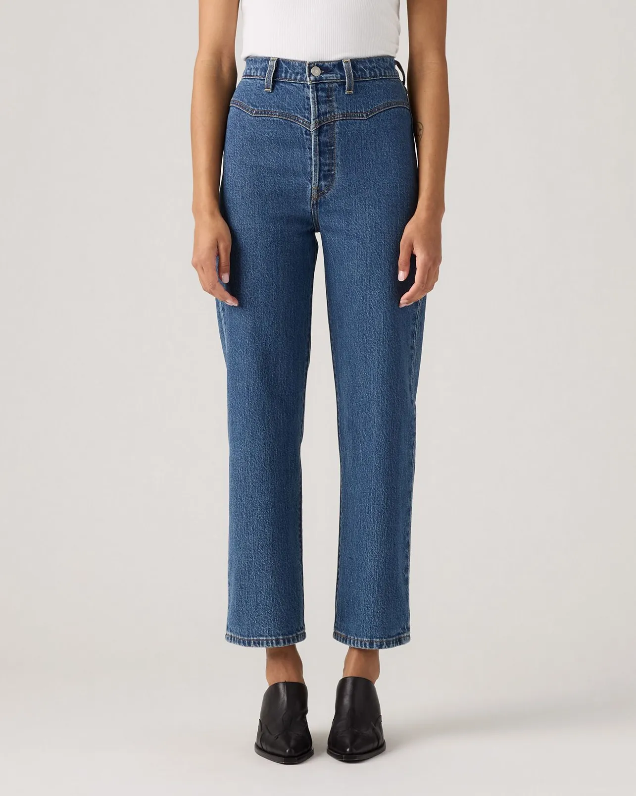 Base Layer Levi's? Womens Ribcage Western Yoke Jeans - Valley View Stone