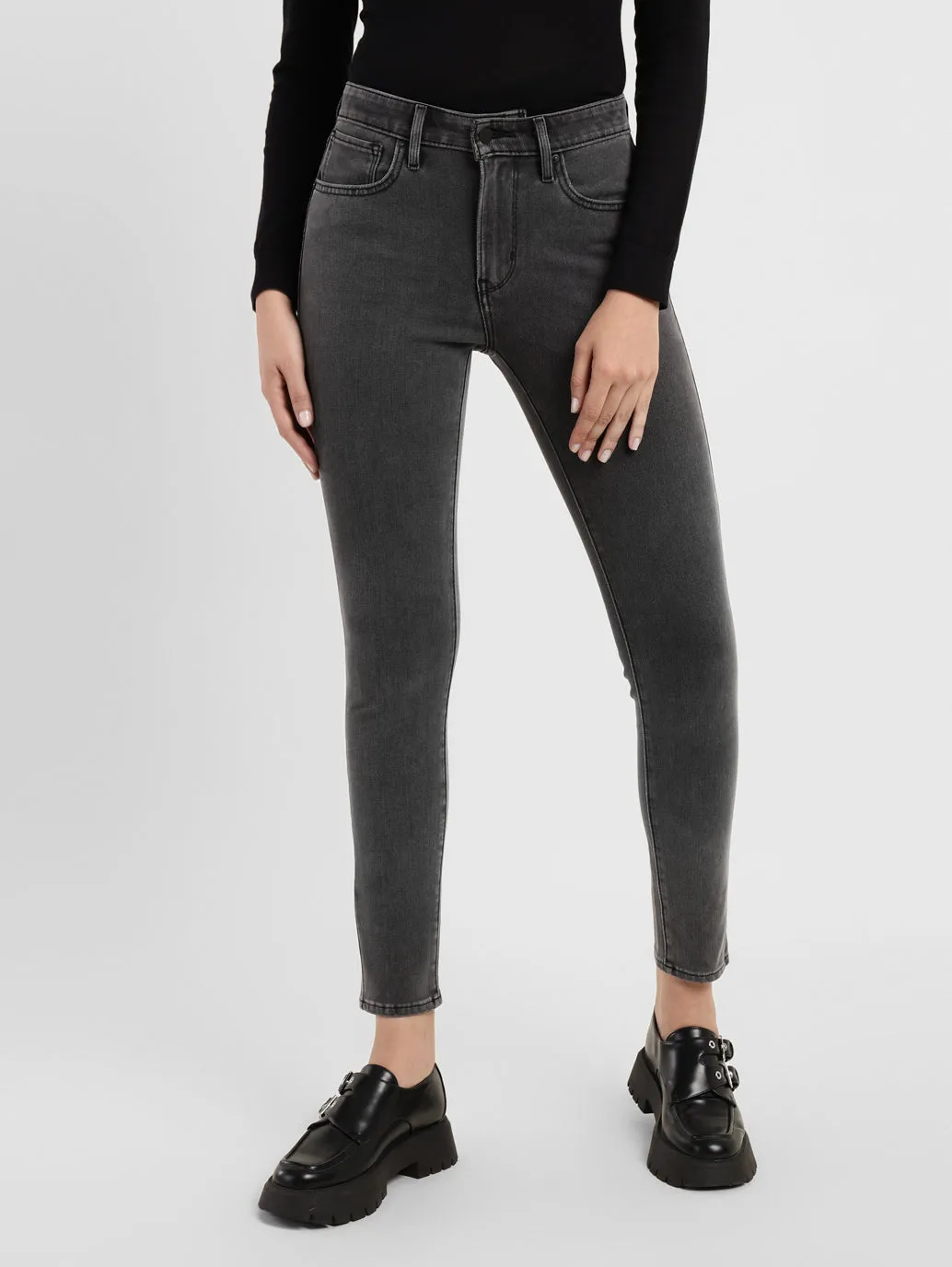Autumn Days Parent Style Bold Quick Wash Women's 721 Grey Skinny Fit High Rise Jeans