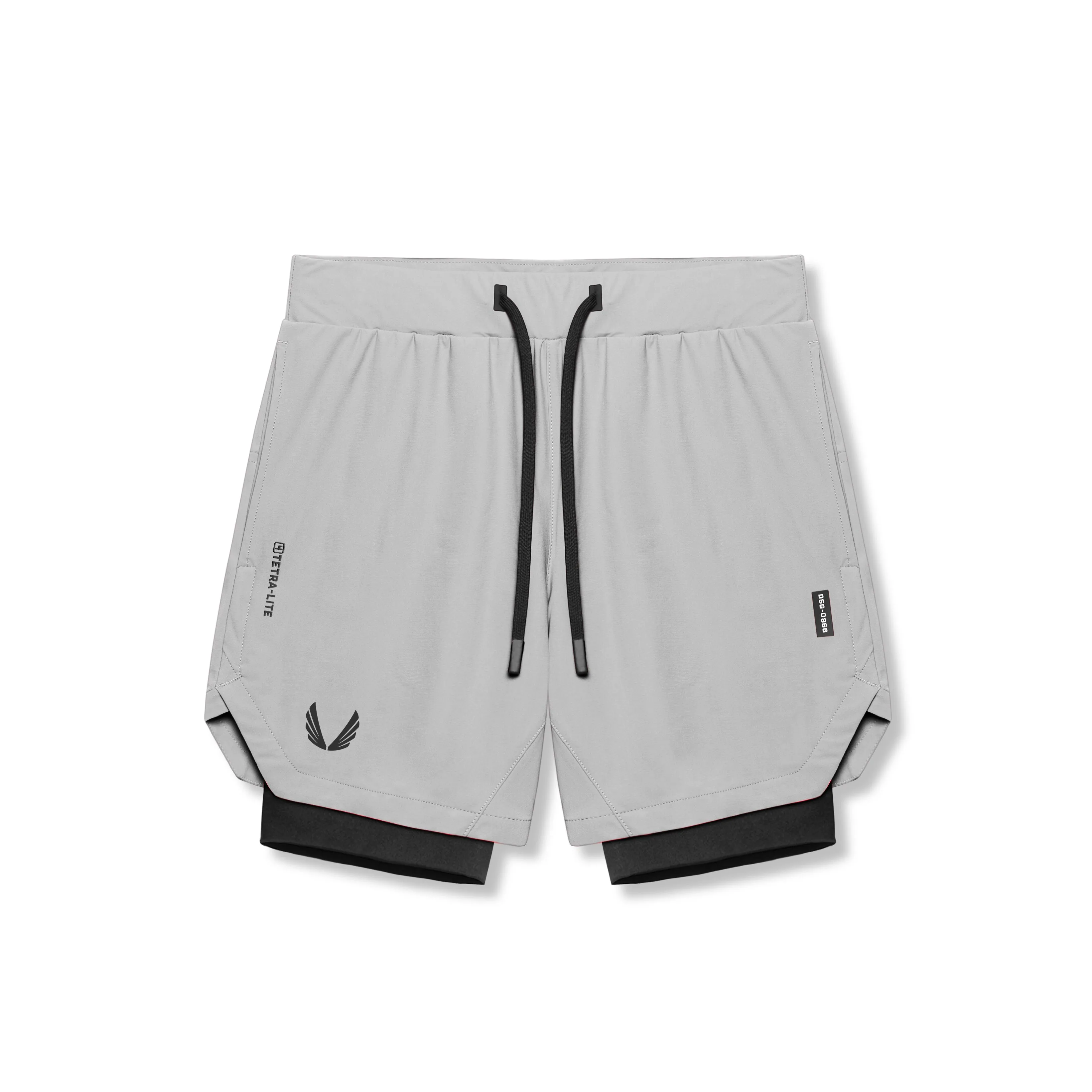 0866. Tetra-Lite? 7" Liner Short - Slate Grey "Wings"/Black Casual Clothing