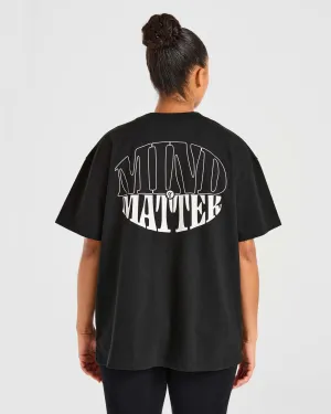Adjustable Drawcord Hem Mind Over Matter Oversized T Shirt - Black WrinkleResistantMaterial Durable Hemming