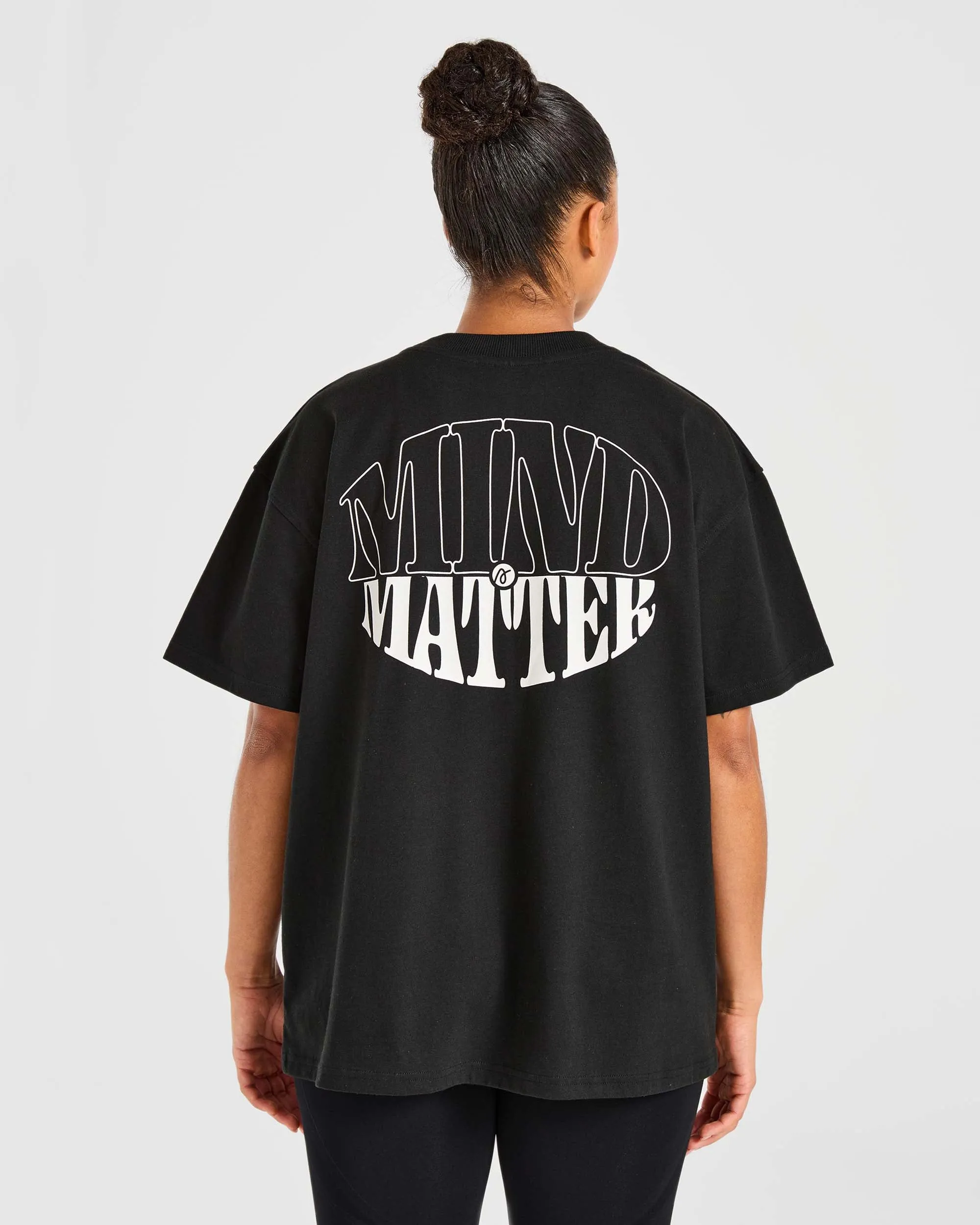 Adjustable Drawcord Hem Mind Over Matter Oversized T Shirt - Black WrinkleResistantMaterial Durable Hemming