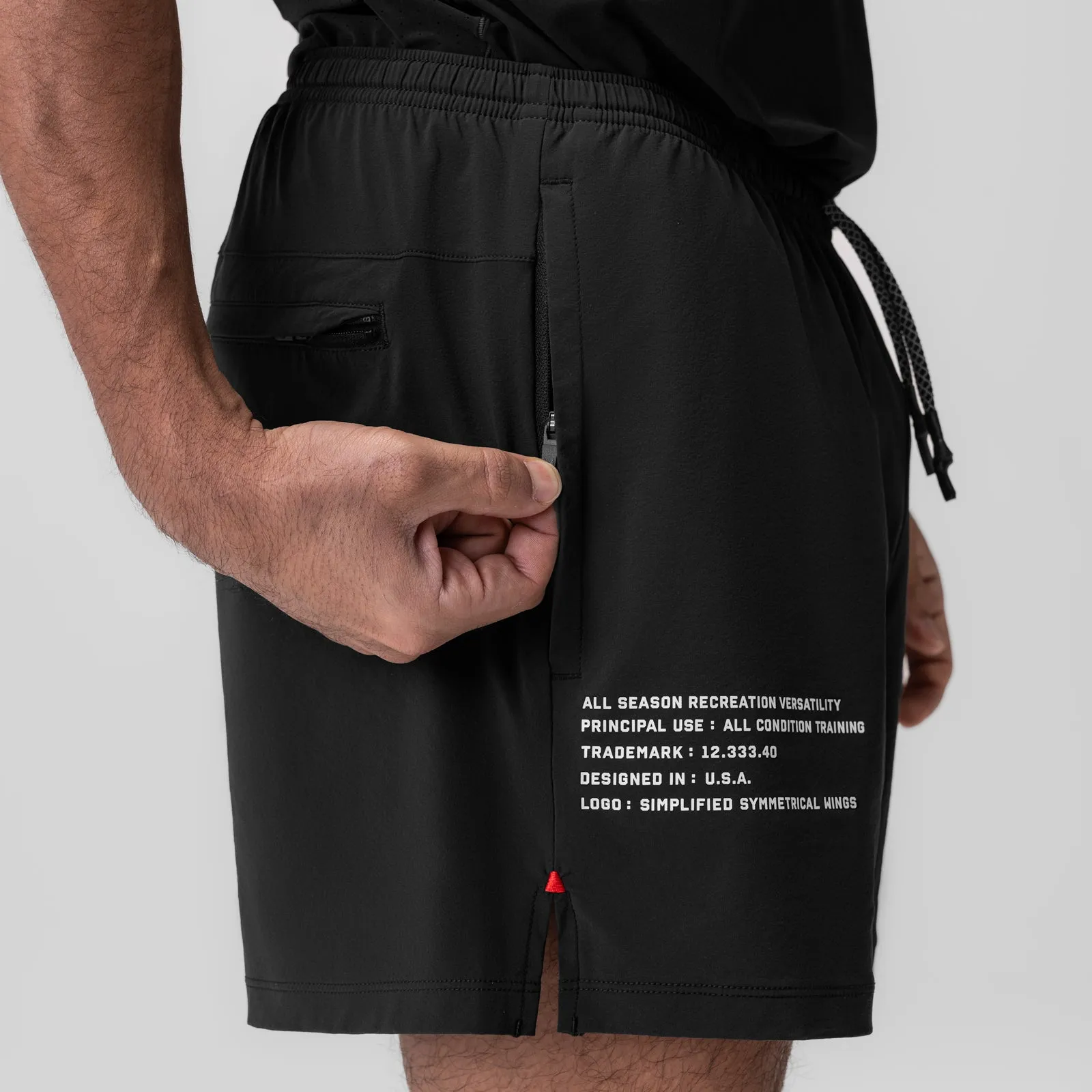 0942. Aerotex? 5" Training Short - Black Water Resistant Finish Office Attire