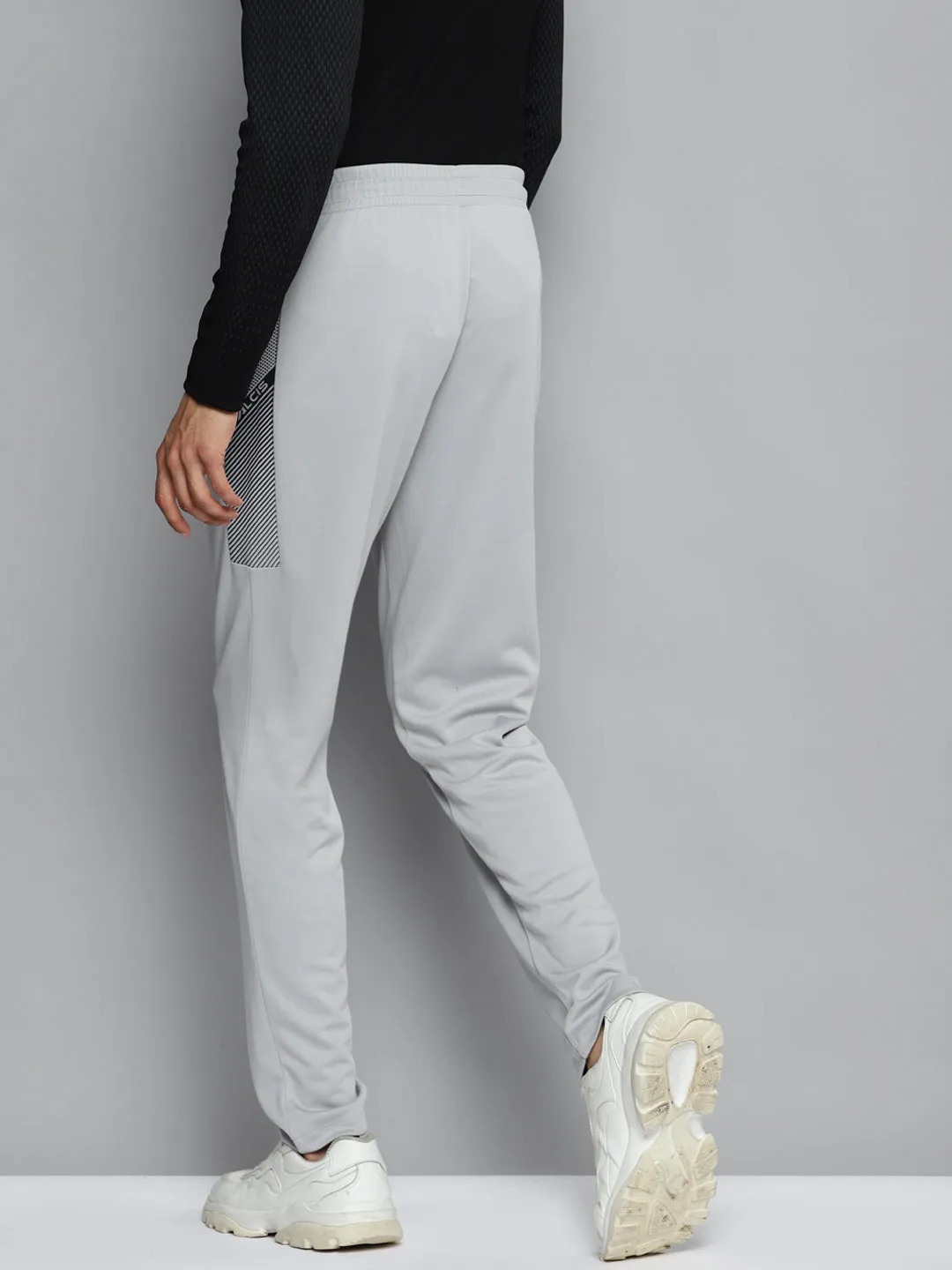 Non Slip Waistband Alcis Men Grey Solid Slim Fit Running Track Pants