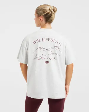 Breathable Cotton Blend AYBL Lifestyle Oversized T Shirt - Heather Grey/Burgundy Urban Utility