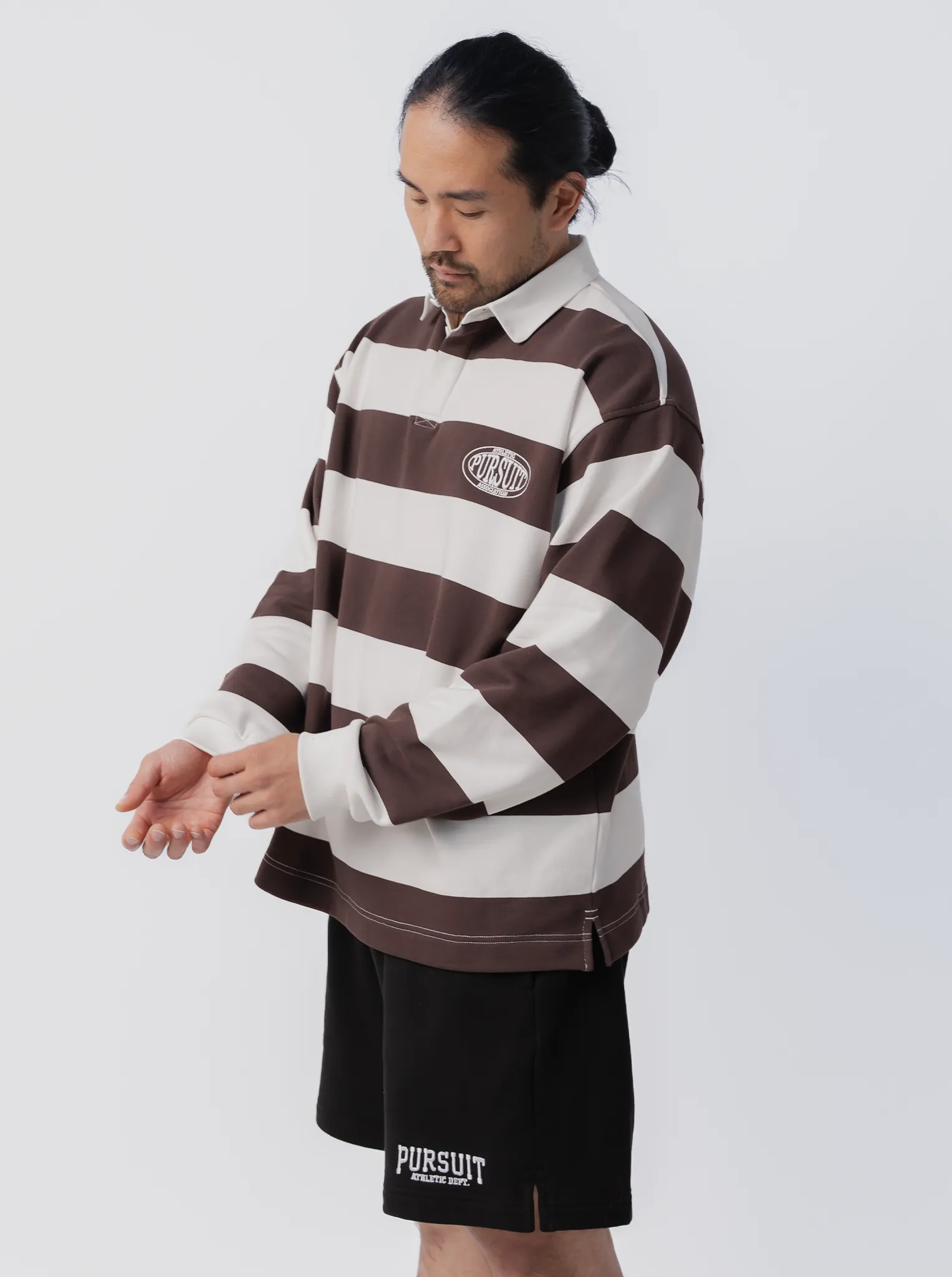 Freedom of movement Cozy Outfit Striped Rugby Jersey in Umber & White