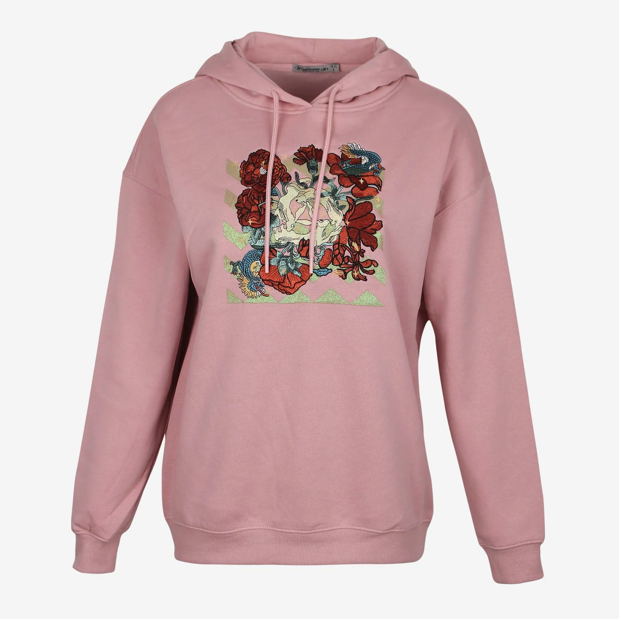 LADIES FLEECE EMB HOODIE Zebra like