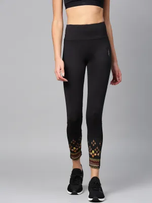 Travel Enthusiast Stretch Fit Alcis Women Black Solid Leggings