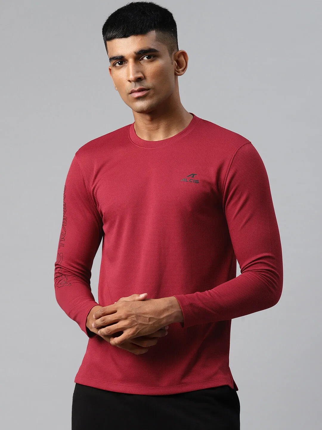 Alcis Men Typography Printed Dry Tech Slim Fit Sports T-shirt StainlessZippers