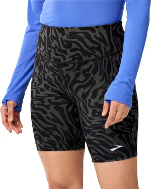 Compact Packable Design Festival Outfit Brooks Spark 8 Inch Womens Short Running Tights - Black
