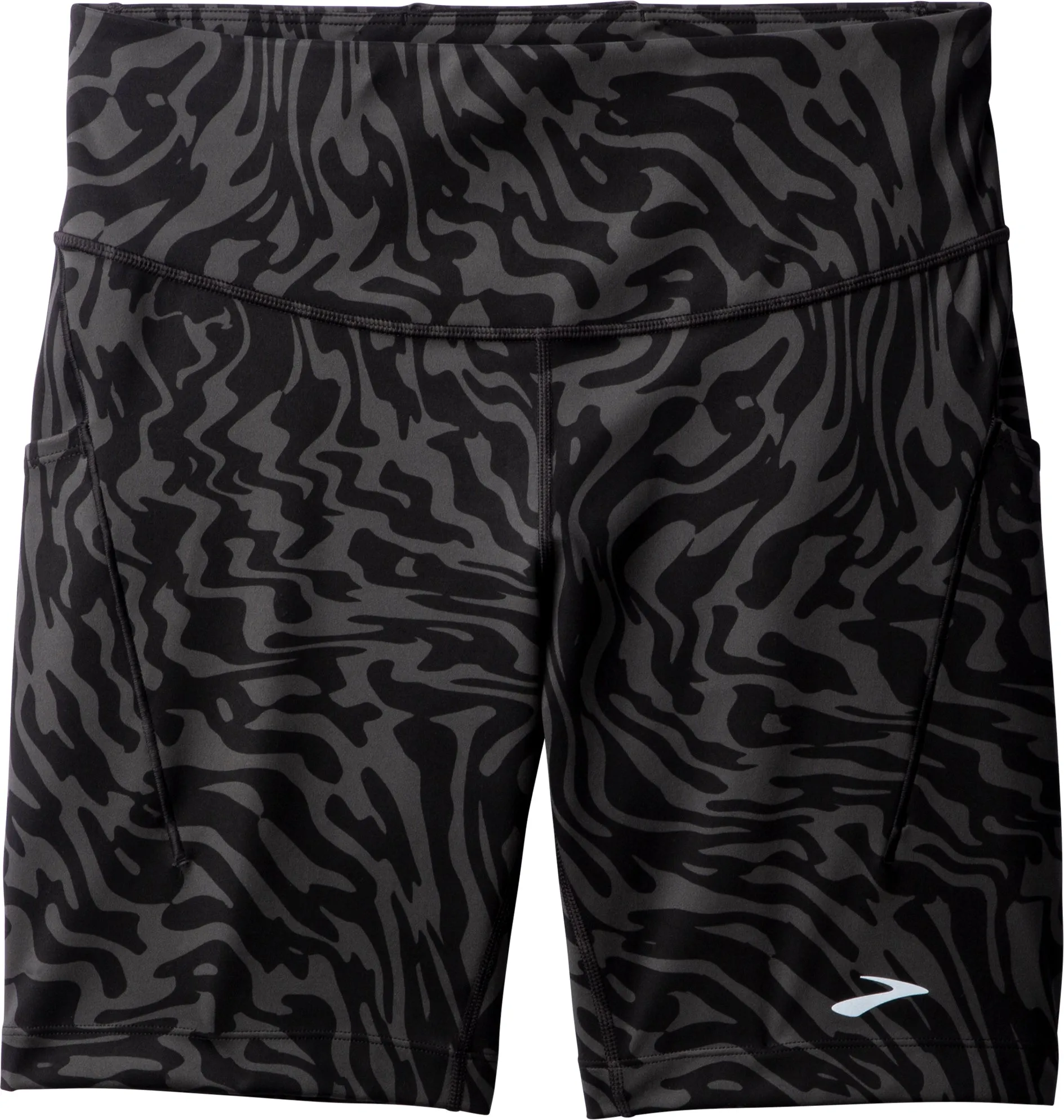 Brooks Spark 8 Inch Womens Short Running Tights - Black Reflective Trim Detail