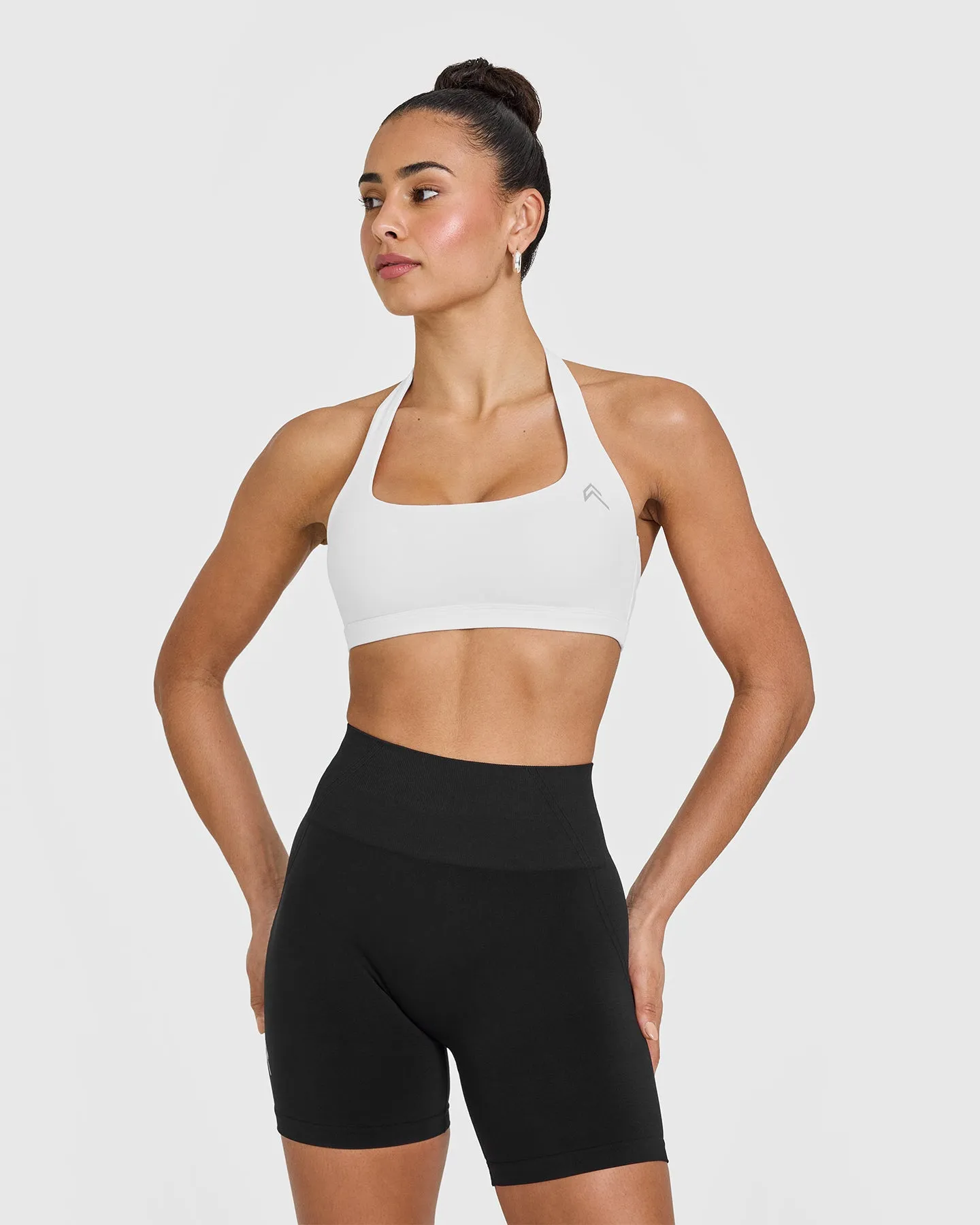 EasyLift? Halter Bralette | White Seamless Support Odor Resistant Material elastic waistband