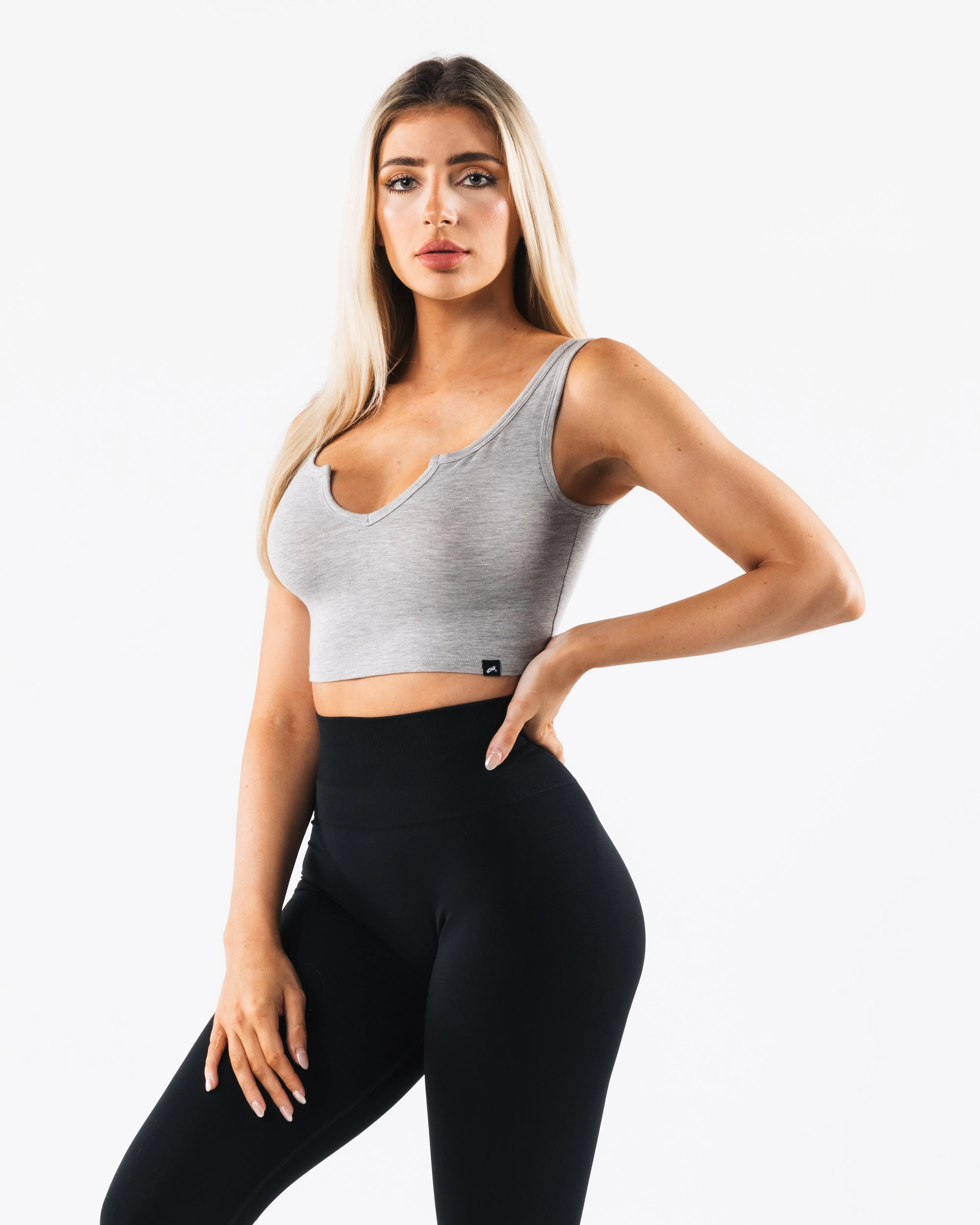 OT Slit Tank - Light Heather Grey Mid range Daily Smooth