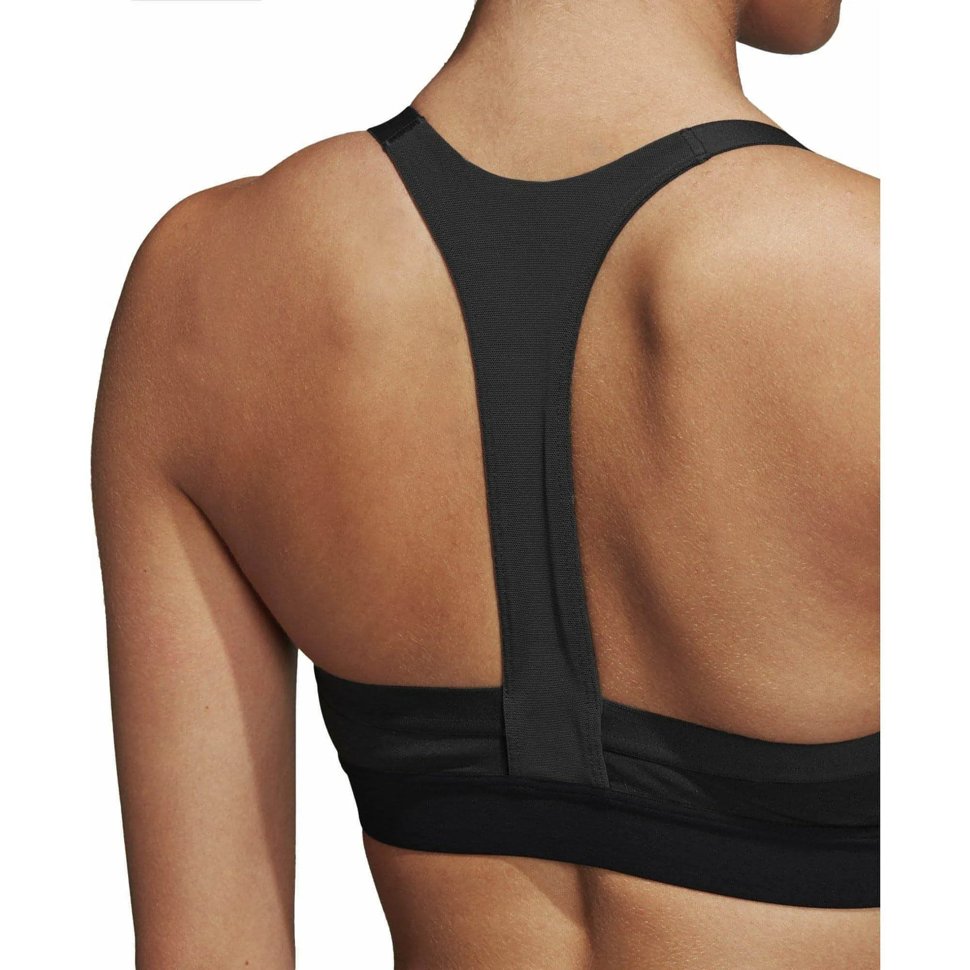 Non-Slip Comfort adidas All Me 3 Stripes Womens Sports Bra - Black