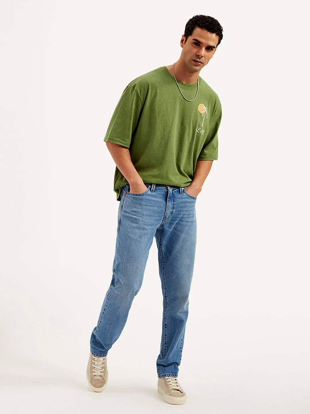 Men's 541 Blue Athletic Tapered Fit Mid Rise Jeans Versatile Everyday Wear