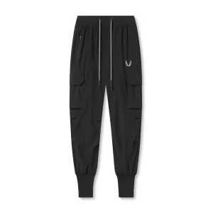 0825. Tetra-Lite? Cargo High Rib Jogger - Black "Reflective" Travel Ready Fit OrganicCotton