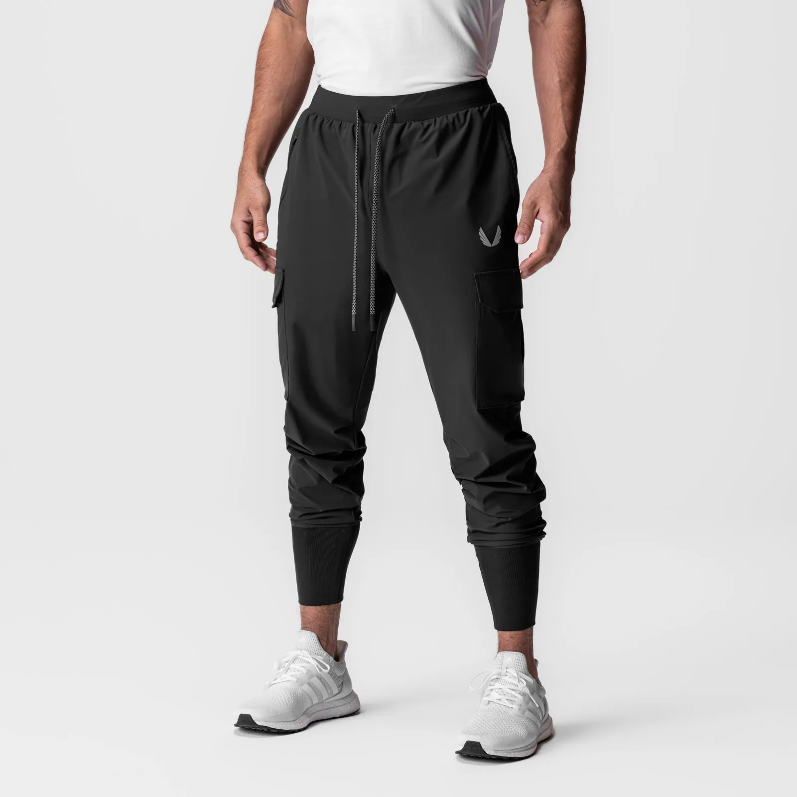 0825. Tetra-Lite? Cargo High Rib Jogger - Black "Reflective" Classic Elegance
