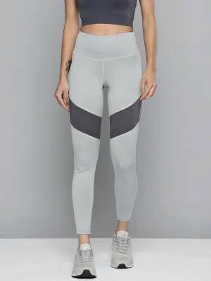 Durable Stitch All Ages Alcis Women Grey Colourblocked Cropped Sport Tights