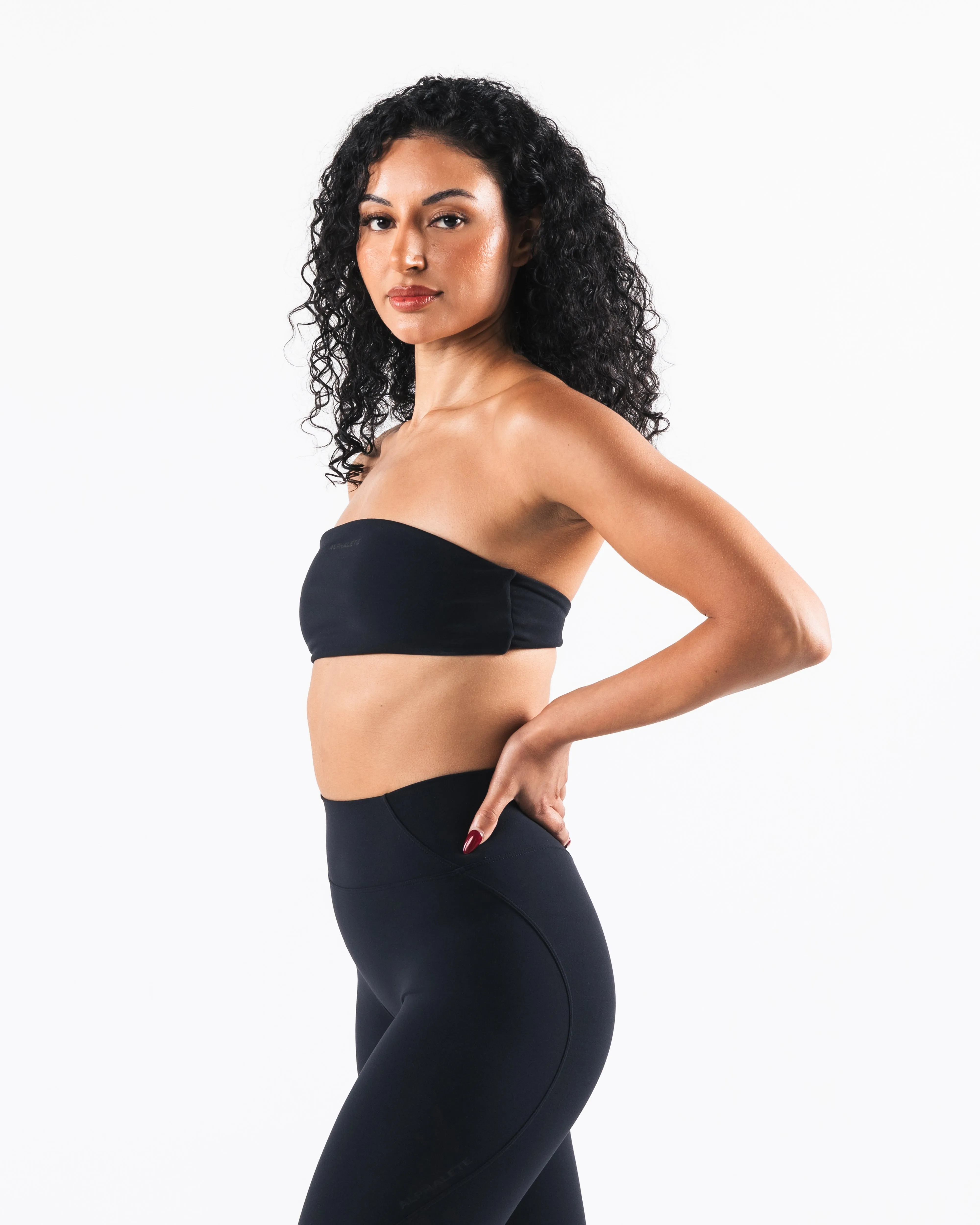 White activewear Crossback seams Aura Bandeau - Black