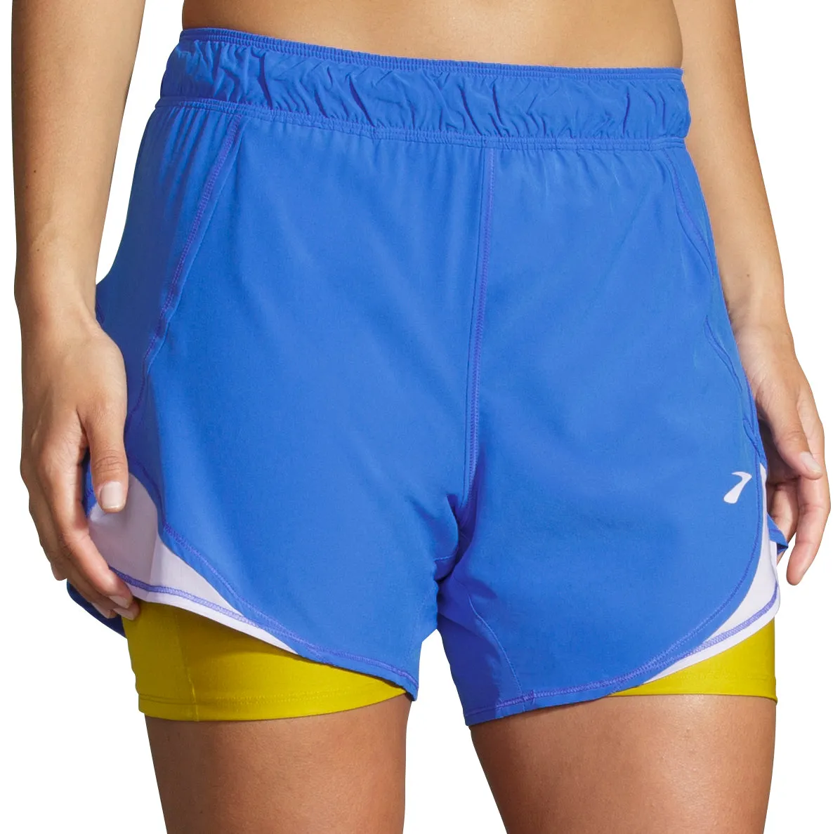 Smooth Flatlock Seams Brooks 5 Inch Chaser 2 In 1 Womens Running Shorts - Blue