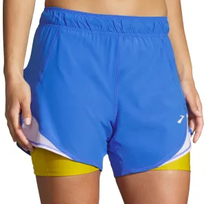 Smooth Flatlock Seams Brooks 5 Inch Chaser 2 In 1 Womens Running Shorts - Blue