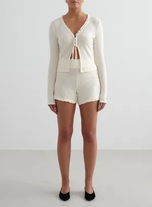Almond White Pointelle Shorts Sport Mood Fun Colors