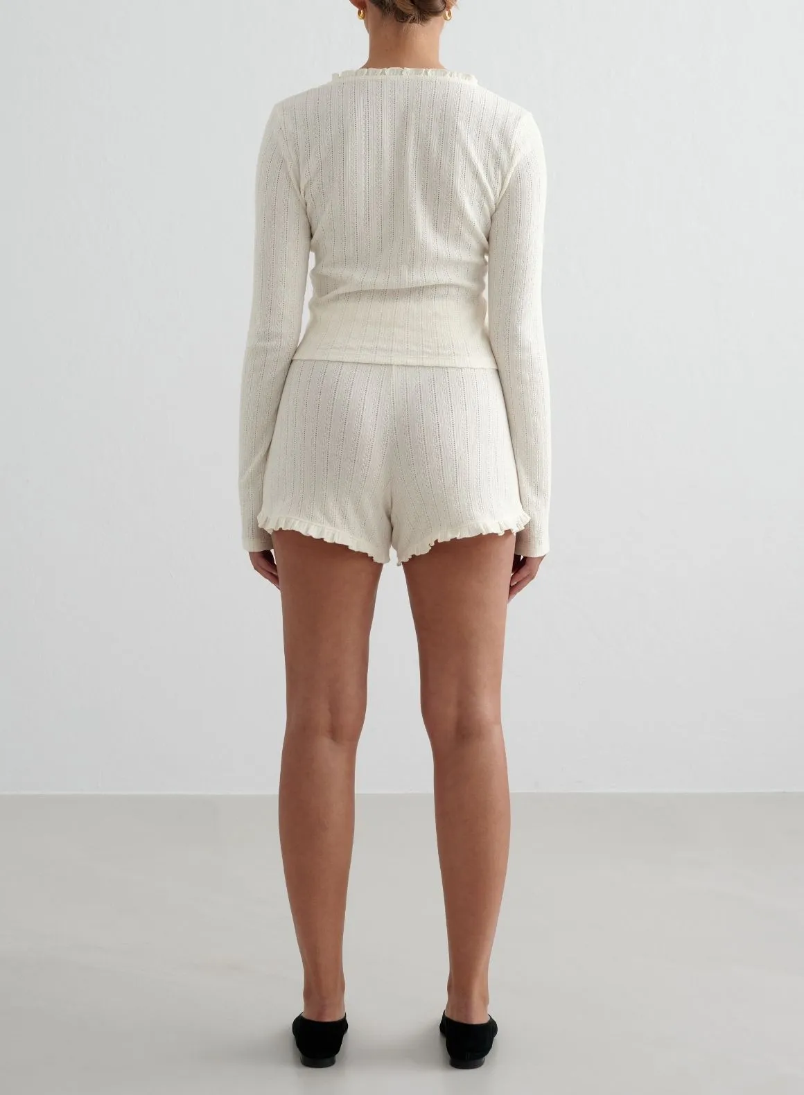 Anti - odor Almond White Pointelle Shorts